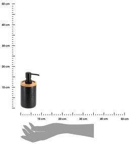 Dávkovač mydla Loudis, čierna/s drevenými prvkami, 280 ml