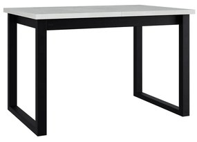Jedálenský stôl Elarno 92 x 160/240 III L, Morenie: biela - L, Farby nožičiek: čierne kovové