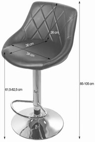 Set dvoch barových stoličiek KAST - ekokoža / biele (strieborná noha) 2ks