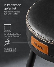 VASAGLE EKHO – Sada 2 barových stoličiek z umelej kože, otočné, LBC089 Farba: čierna