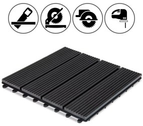 InternetovaZahrada WPC dlaždice - sada 11 ks, 30x30 cm klasická antracit