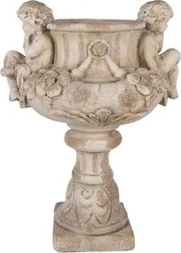 Béžový antik kvetináč v barokovom štýle Baroque s anjelikmi - 40*32*55 cm