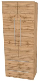 Mereo Bino, kúpeľňová skrinka vysoká 163 cm, dvojitá, Multidecor, Dub Wotan, MER-CN699DWOT