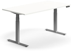 Výškovo nastaviteľný stôl QBUS, rovný, 1600x800 mm, strieborný rám, biela
