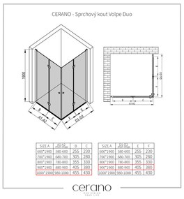 Cerano Volpe Duo, sprchovací kút so skladacími dverami 100(dvere) x 90(dvere), 6mm číre sklo, chrómový profil, CER-CER-480199