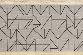 Behúň SIZAL FLOORLUX 20605 trojuholníky geometrický - strieborný, čierny