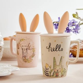 Hrnček EVIE s vrchnákom s veľkonočným dizajnom, biely 957752