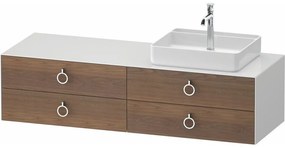 DURAVIT White Tulip závesná skrinka pod umývadlo na dosku (umývadlo vpravo), 4 zásuvky, 1600 x 550 x 408 mm, americký orech masív/biela vysoký lesk, WT4995R77850000