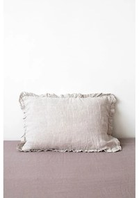 Prírodná ľanová obliečka na vankúš s riaseným lemom Linen Tales, 50 x 60 cm