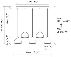 Závesný luster na lanku YILDO 5xE27/40W/230V čierna/zlatá