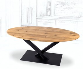 Wooded Jídelní stůl London ROUNDED z masivu DUB Velikost stolu: 190 x 90 cm, Barva kovu: Černá