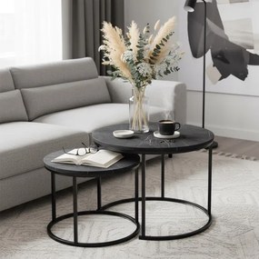 Sada 2 konferenčných stolíkov GALEN čierny mramor