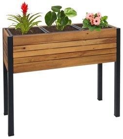 Kvetináč HWC-L22, 75x81x30cm, hliník, akáciové drevo - hnedá
