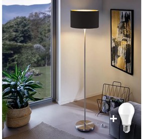 LED stojacia lampa TUNJA 1xE27/20W/230V pr. 38 cm matný chróm/čierna