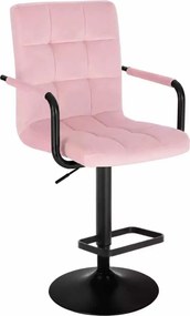 LuxuryForm DESIGN Barová stolička VERONA BLACK VELUR na čiernom tanieri - ružová