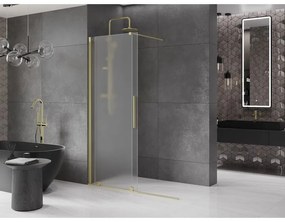 Mexen Velar, sprchová zástena s posuvnými dverami Walk-in 140 x 200 cm, 8mm sklo námraza, zlatá matná, 871-140-000-33-55