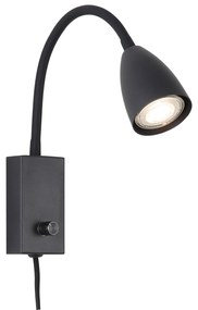 RABALUX Nástenná flexibilná lampa s vypínačom MIKA, čierna