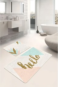 Zamatové kúpeľňové predložky v krémovej a zlatej farbe v súprave 2 ks 60x100 cm Hello – Mila Home
