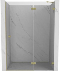 Mexen, Mexen Lunar pravé otočné sprchové dvere 140 cm, transparentné, brúsené zlato - 834-140-000-55-00-P