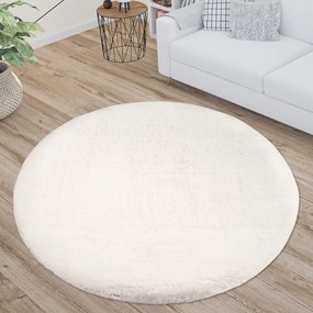 Dekorstudio Okrúhly kožušinový koberec TOPIA - smotanovobiely Priemer koberca: 120cm