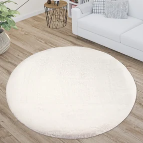 Dekorstudio Okrúhly kožušinový koberec TOPIA - smotanovobiely Priemer koberca: 120cm