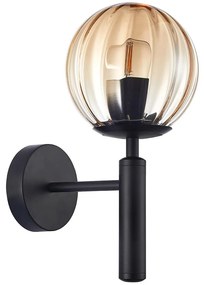 ITALUX WL-2324-1 BK+AMB - Nástenné svietidlo RAVENA 1xE27/10W/230V čierna WL-2324-1 BK+AMB