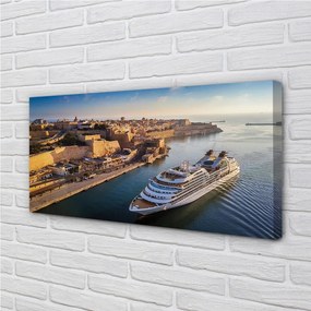 Obraz canvas Loď sea city sky 125x50 cm