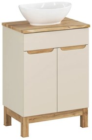 Koupelnová skříňka Bali Nature Lola s deskou a umyvadlem 60 cm kašmírová/dub wotan