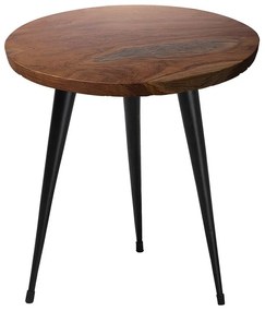 Odkladací stolík teakové drevo/čierna DETAH Beliani
