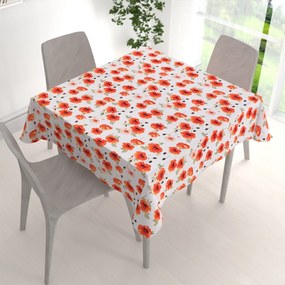 Biante Teflónový štvorcový obrus TF-133 Červenooranžové vlčie maky na bielom 40x40 cm