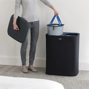 Antracitovosivý látkový/plastový kôš na bielizeň 2x45 l Tota – Joseph Joseph