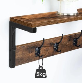 Nástěnný předsíňový věšák Vasagle Selvia černý/hnědý