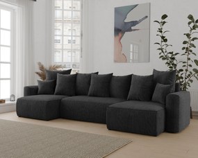Rohová sedačka Denia U (čierna). Akcia -20%. Vlastná spoľahlivá doprava až k Vám domov. 1133155