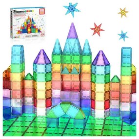 Magnetická stavebná sada PicassoTiles, 101 dielov,základné stavebné bloky