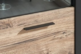 Vysoká vitrína Boston, čierna/dub ribbeck, s osvetlením, ľavá