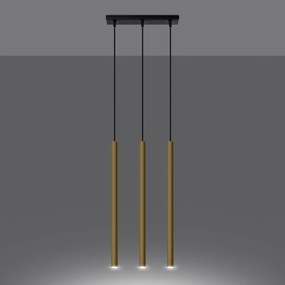 Závesné svietidlo Pastelo, 3x zlaté kovové tienidlo, b