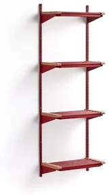 Regál na topánky JEPPE so 4 policami, základná sekcia, 1790x600x310 mm, červená/dub