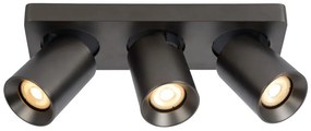 Lucide 09929/15/16 NIGEL - Stropné bodové svietidlo - LED stlmené až teplé - GU10 - 3x5W 2200K/3000K - Čierna oceľ