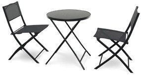 Záhradný balkónový set Macario - 2 miesta, čierna