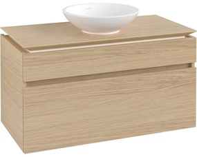 VILLEROY &amp; BOCH Legato závesná skrinka pod umývadlo na dosku (umývadlo v strede), 2 zásuvky, 1000 x 500 x 550 mm, Nordic Oak, B57200VJ