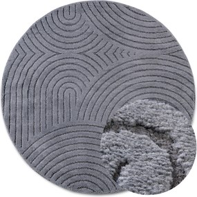 ELLE Decoration, Kusový koberec New York 106206 Antracite kruh, 200x200 (priemer) kruh, šedá, chodba / predsieň