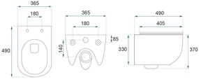 Rea Carlo Tornado Rimless, závesná WC misa 490x365x370 mm + toaletné sedadlo, biela-zlatý okraj, REA-C4800
