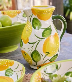 Ručne maľovaný keramický džbán s citrónmi Lemon Pit - 17 * 17 * 21 cm / 850 ml