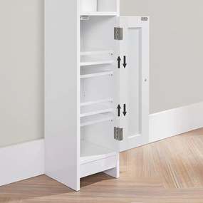 Úzka skrinka s nastaviteľnými policami, kúpeľňová skrinka, biela