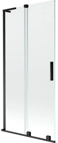 Mexen Velar L, 2-krídlová posuvná vaňová zástena 95 x 150 cm, 8mm číre sklo, čierna matná, 896-095-003-01-70