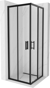 Mexen Rio, štvorcový sprchovací kút s posuvnými dverami 70 (dvere) x 70 (dvere) x 190 cm, 5mm číre sklo námraza, čierny profil, 860-070-070-70-00