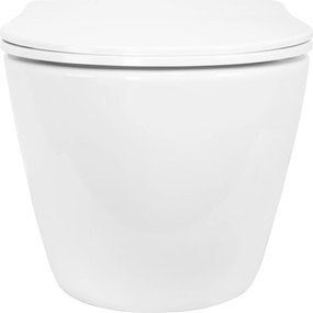 Rea Carlo Mini, závesná WC misa 490x365x370mm, Rimless Tornado NF + toaletné WC sedadlo, biela lesklá, REA-C1260
