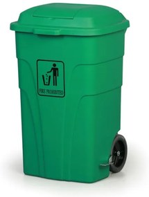 Plastový odpadkový kôš na kolieskach kôš, 120 l, zelený