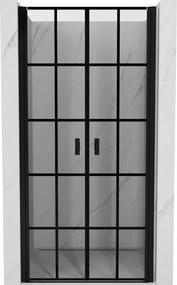 Mexen MIST, 2-krídlové sprchové dvere (d+d) 110x200 cm, 6mm číre sklo s čiernym vzorom, čierny profil, 8A7-110-000-70-77