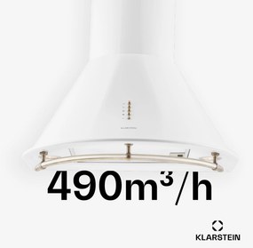 Klarstein Lumio Primo, digestor, 60 cm, komínový, 490 m³/h, retro dizajn, nehrdzavejúca oceľ, biely